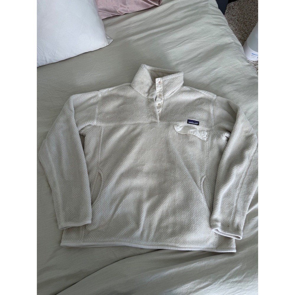 Patagonia Womens XL‎ Snap-T Pullover Fleece Beige Cream Winter Outdoor